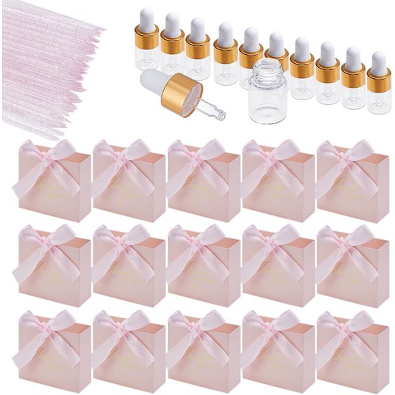 36Pcs Empty Glass with Aluminum Dropper Bottles Refillable Bottle 36 Sets Gold Stamping Thank You Paper Candy Packaging Boxes with Ribbon Colorful
