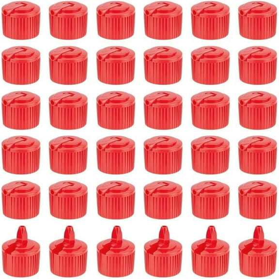 36Pcs Flip Top Dispensing Cap 24/410 Red Plastic Bottle Caps Spout Flip Caps Reusable Plastic Bottle Cap Replacement Bottles Caps for Shampoo Moisturizer Control Flow Cap 24mm Inner Diameter