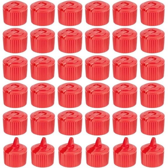 36Pcs Flip Top Dispensing Cap 28/410 Red Plastic Bottle Caps Spout Flip Caps Reusable Plastic Bottle Cap Replacement Bottles Caps for Shampoo Moisturizer Control Flow Cap 28mm Inner Diameter