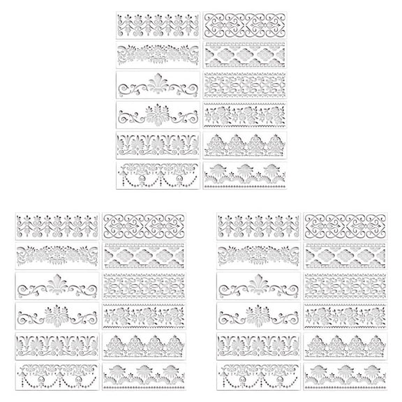 36Pcs Flower Border Stencils Mandala Stencils Reusable Cut Painting Templates for DIY Craft Stencils, 12 X 3.9 Inch