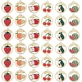 thumbnail image 1 of 36Pcs Fruit Enamel Pendants 6 Styles Light Gold Flat Round Vegetable Charms with Words Hollowed Mixed Patterns, 1 of 5