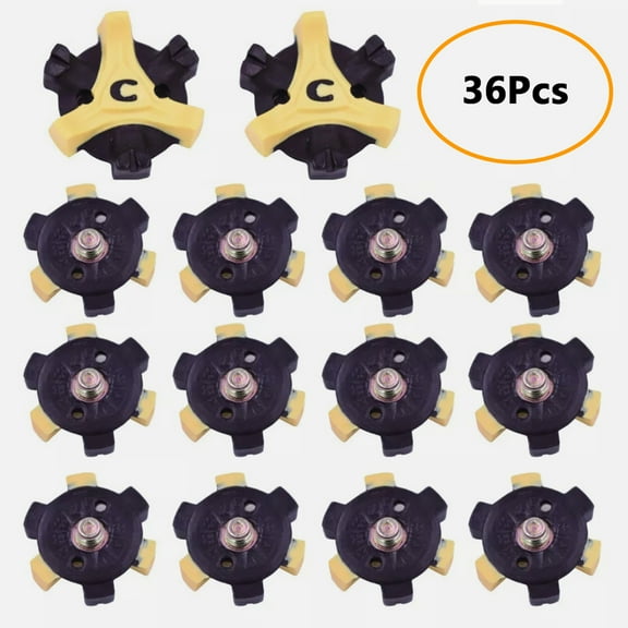 36Pcs GOLF SPIKES (SMALL METAL) Easy Replacement Cleats Anti-Skid Screw in 6mm Yellow M6