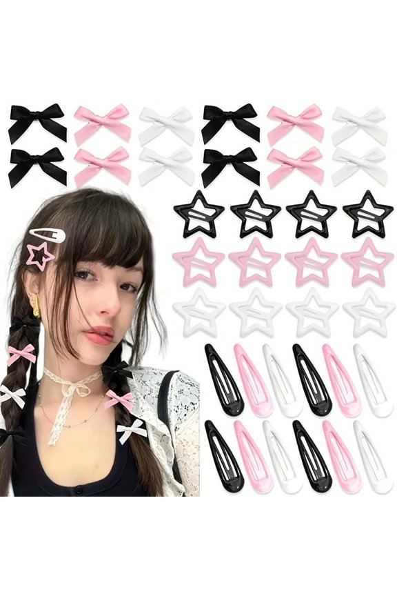 36Pcs Hair Clips for Girls,Cute Hair Clip with Bow Star Waterdrop Design for Girls Women, Abundant HairClips Accessories Add Youthful Aesthetic Appeal,Thoughtful Gift