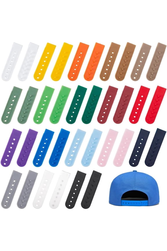 36Pcs Hats Caps Replacement 18 Colors Baseball Cap Repair Strap Adjustable Hat Snap Buckle Replacement Fastener Snap Plastic Snapback Strap with 3mm Holes for Cap Repairing