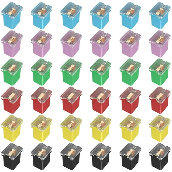 36Pcs Jcase Fuse Assortment Kit Automotive Low Profile Box Shaped Micro Cartridge Fuses(20A, 30A, 40A, 50A, 60A, 80A) for Ford Chevy/GM Nissan and Toyota Pickup Trucks Cars SUVs