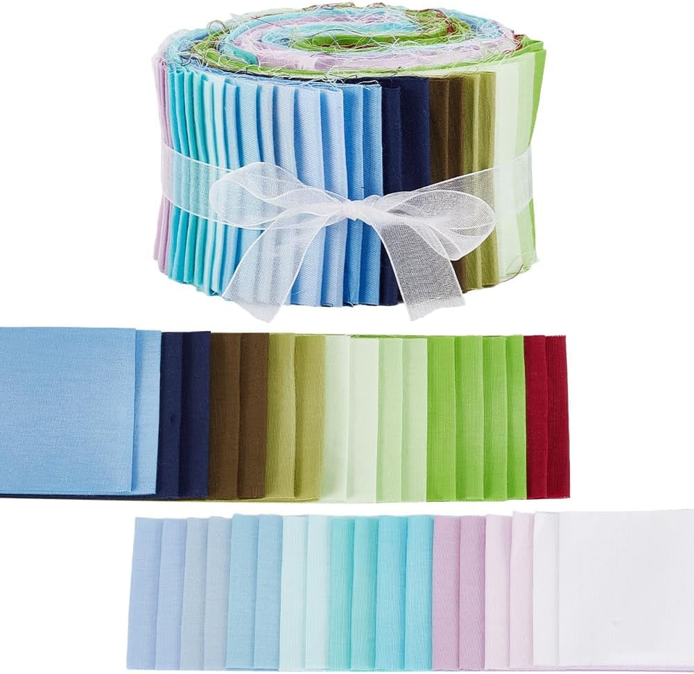36Pcs Jelly Roll Fabric Strips for Quilting 18 Colors Cotton Fabric Patchwork Quilting Strips Jelly Cotton Fabric Patchwork Roll Precut Fabric Bundles for DIY Craft Sewing Home Decor