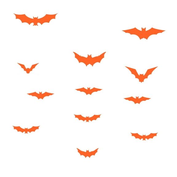 36Pcs Luminous 3D Orange Bat Wall Stickers, Removable Self-Adhesive PVC Halloween Bat Decals, Glow In Dark Flying Bat Decor for Window Door Mirror Haunted House Party Home Decor