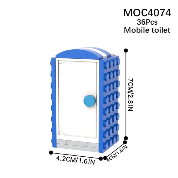 36Pcs MOC4074 Creative City Series Building Block Mobile Toilets Model Bricks Assembly For Adult Toys For Children Birthday Gift