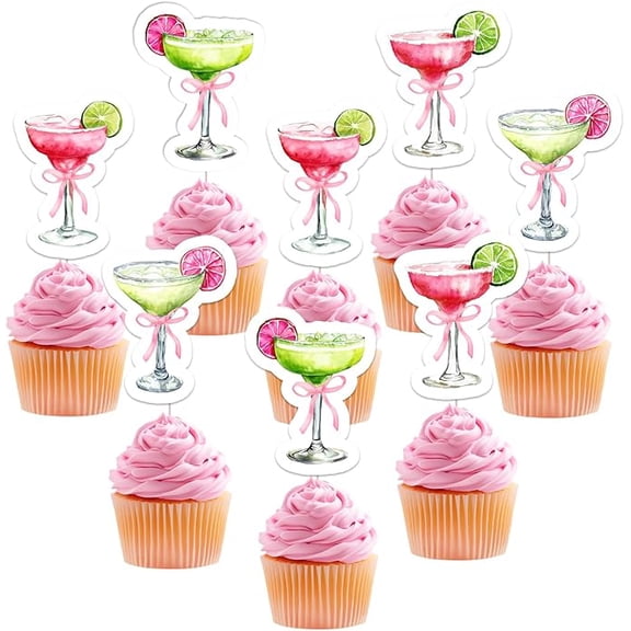 36Pcs Margarita Birthday Cupcake Toppers Green Cocktail Margarita Bridal Shower Decorations Margaritas and Matrimony Bridal Shower Cake Decor for Girl Mexican Fiesta Wedding Party Supplies