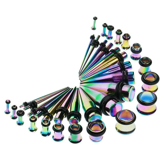 36Pcs Metal Ear Expander Kit Taper Stretcher Gauges Stretching 00G-14G . Multi-color