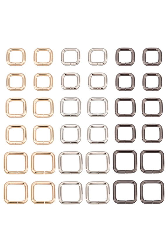 36Pcs Metal Square Belt Ring Buckles 14.5/16/20mm Webbing Belt Buckles Hardware Fastener Multi-Purpose Purse Strap Loop Rings Adjuster