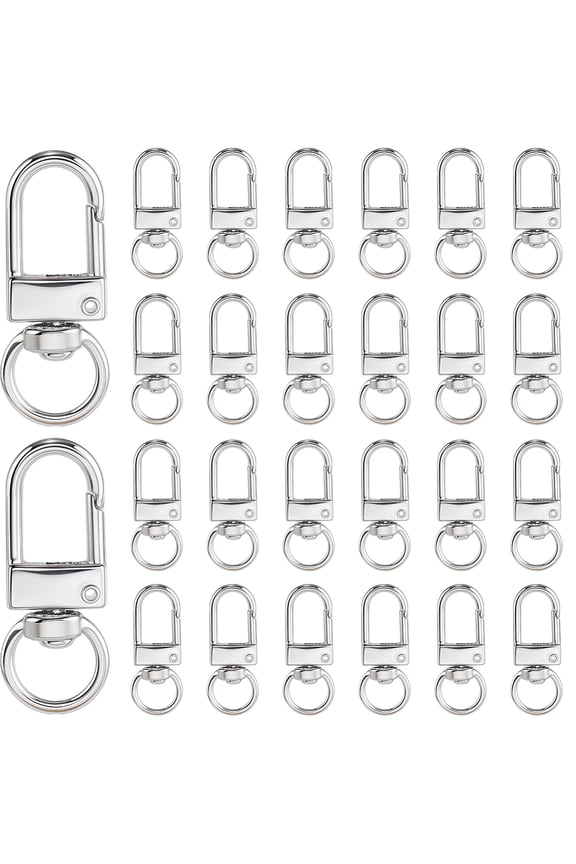 36Pcs Metal Swivel Lobster Claw Clasps Silver Lanyard Clasps Alloy Small Keychain Snap Hooks Clips Connector Findings Decor for DIY Car Keys