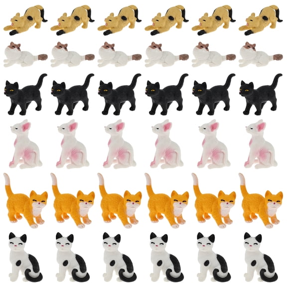 36Pcs Mini Cat Figures Mini Cat Desk Figurines Ornaments Statue Cute Car Accessories Interior Simulation Kitten Toy for Car Office and Computer