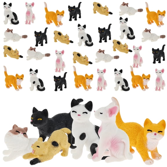 36Pcs Mini Cat Figures Mini Cat Desk Figurines Ornaments Statue Cute Car Accessories Interior Simulation Kitten Toy for Car Office and Computer