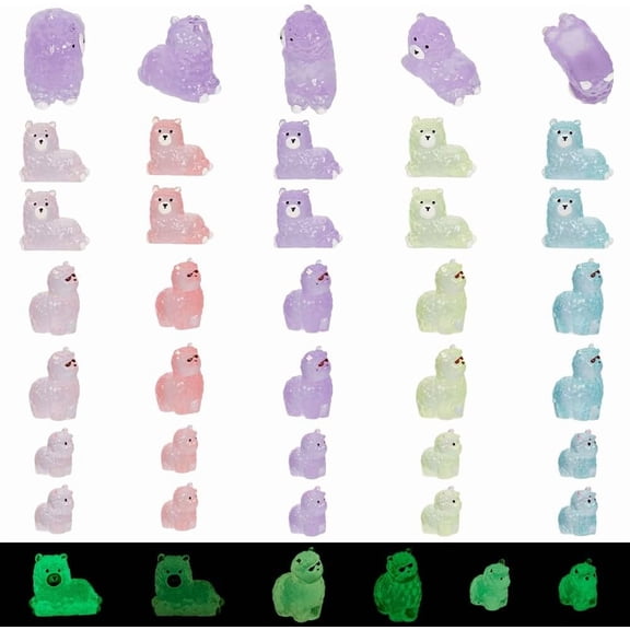 36Pcs Mini Resin Alpaca Luminous Mini Animals Figurines 18 Styles Tiny Animals Alpaca for DIY