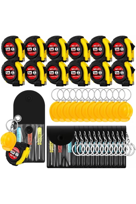 36Pcs Mini Tape Measure & Screwdriver Keychain Set, 3ft/1m Retractable Measuring Tapes & Mini Screwdrivers, Perfect for DIY Projects, Home Office, Employee Coworkers Valentine's Day Men Gifts Bulk