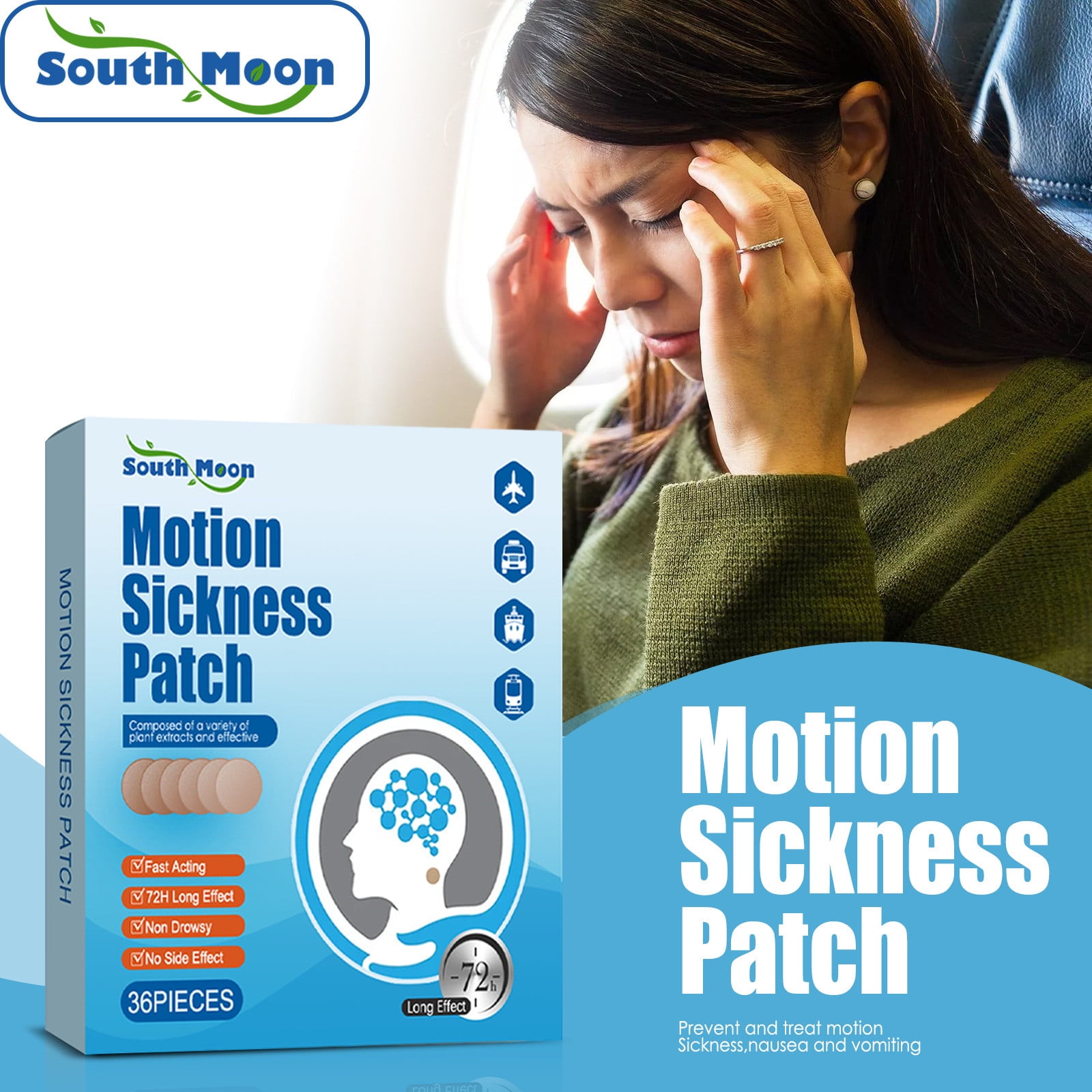 36Pcs Motion Sickness Patches & Sea Sickness Bands for The Relief of