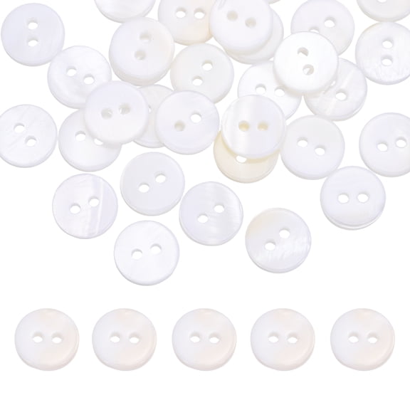 36Pcs Natural Shell Buttons,11.5mm 2 Holes Pearl Button,Porcelain White