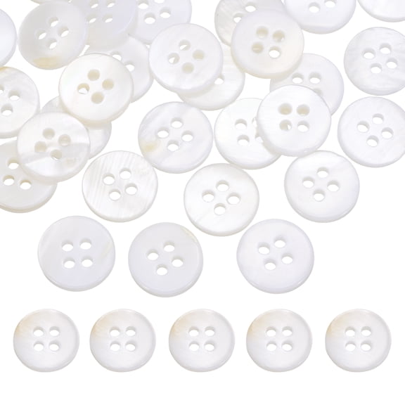 36Pcs Natural Shell Buttons,11.5mm 4 Holes Pearl Button,Matte White