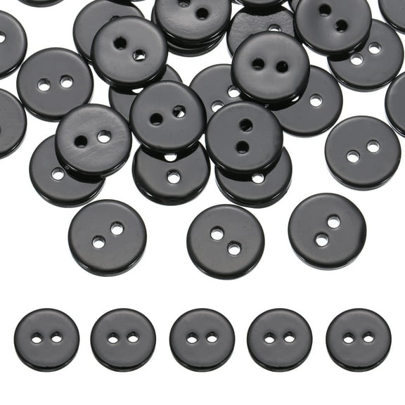 36Pcs Natural Shell Buttons,12.5mm 2 Holes Pearl Button,Black