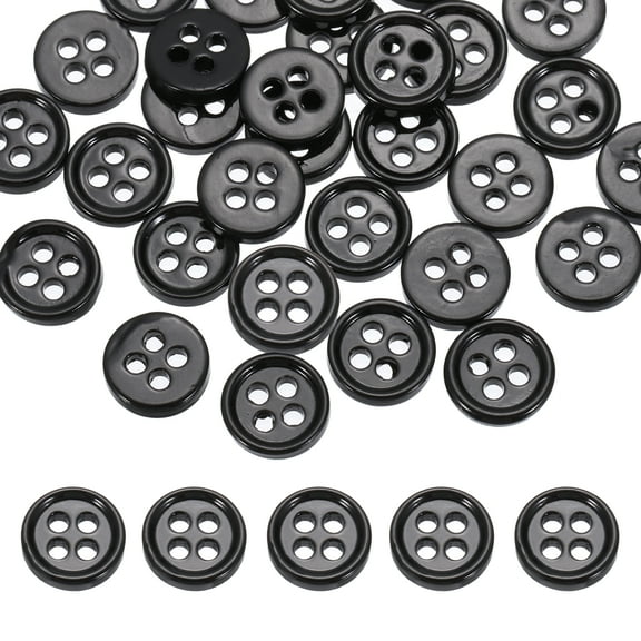 36Pcs Natural Shell Buttons,9mm 4 Holes Pearl Button,Black