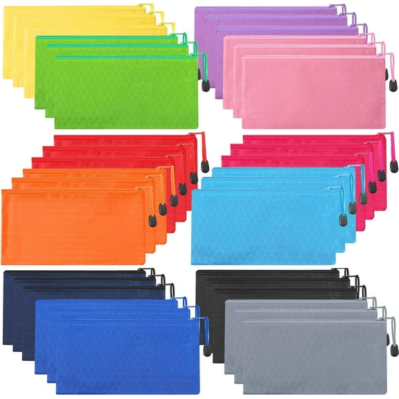 36Pcs Pencil Pouch Bulk,Waterproof Zipper Pencil Bags,Zipper Pencil Pouches,Multicolor Pencil Case Bulk for Office Supplies Cosmetics Travel Accessories Stationery 12 Colors