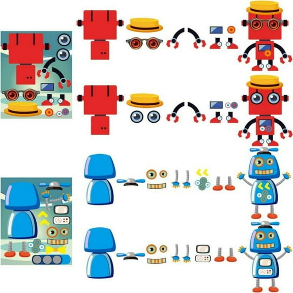 Laffact 36Pcs Robot Make a Face Stickers DIY Art Crafts Kit Party Favors Games Robots Themed Birthday Party Supplies Decorations Dress Up Sticker Classroom Prizes