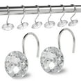 thumbnail image 1 of 36Pcs Shower Curtain Hooks Acrylic Crystal Shower Curtain Rings Round Diamond Decorative Curtain Rings Hooks Rustproof Shower Hooks for Curtain Rods Shower Rods (White), 1 of 1