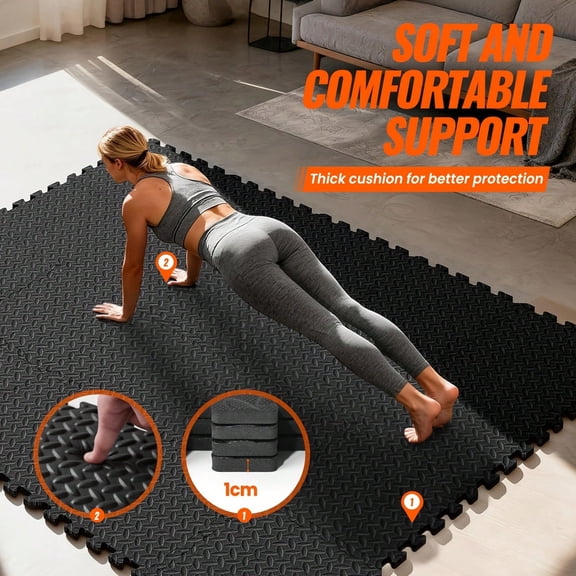 36Pcs Thickened EVA Interlocking Floor Mats, Easy-Assemble Durable Puzzle Floor Pad, Protective Flooring for Home and Indoor Gym Use