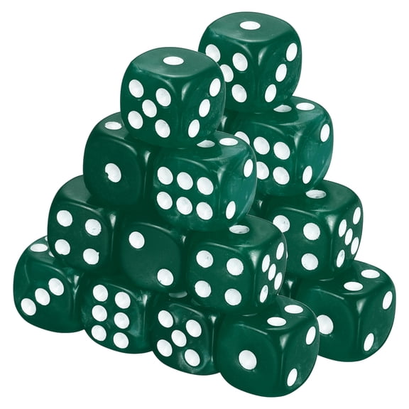 36Pcs Translucent Polyhedral Dice 12mm Square Dice W Rounded Edge, Dark Green
