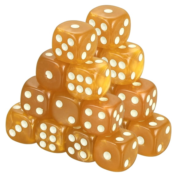 36Pcs Translucent Polyhedral Dice 12mm Square Dice W Rounded Edge, Gold