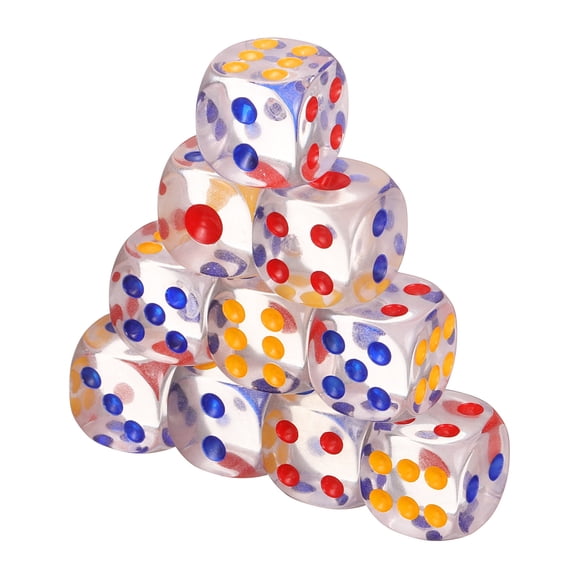36Pcs Translucent Polyhedral Dice 16mm Square Dice W Rounded Edge, Multicolor