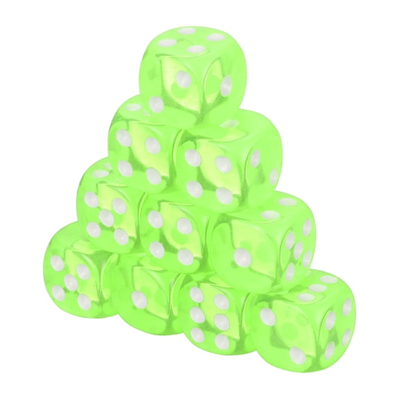36Pcs Translucent Polyhedral Dice 16mm Square Dice W Rounded Edge, Neon Green