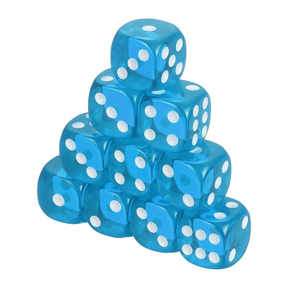 36Pcs Translucent Polyhedral Dice 16mm Square Dice W Rounded Edge, Sky Blue