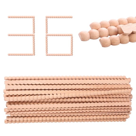 36 Pcs Unfinished Wood Bobbin Trim, 15.75 inch Half Round Beaded Molding for Cabinet Furniture DIY