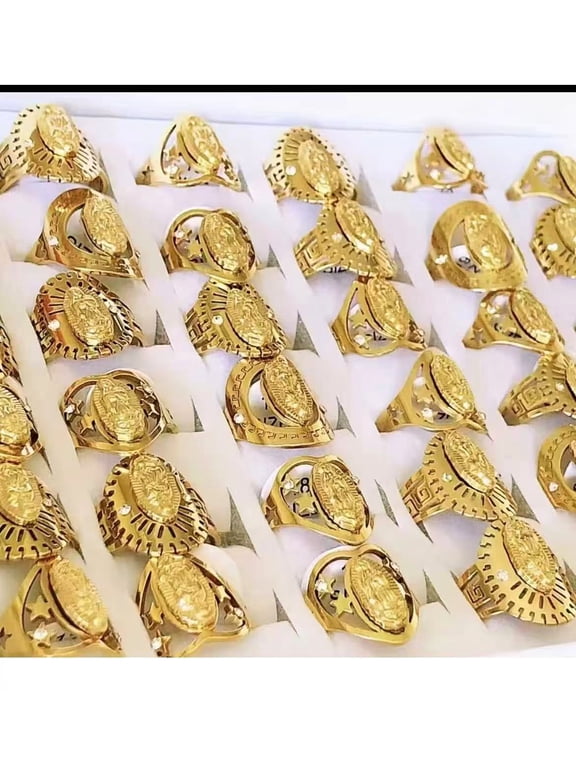 36Pcs/lot Catholicism Virgin Mary design Stainless Steel Ring religious gift idea favors