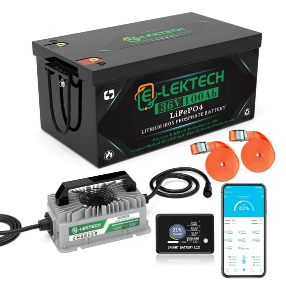 36V 100Ah Golf Cart LiFePO4 Lithium Battery, 8000+ Deep Cycles, 200A BMS, 3840Wh Energy, Perfect for Off-Grid, RV, Solar Power System, Home Backup