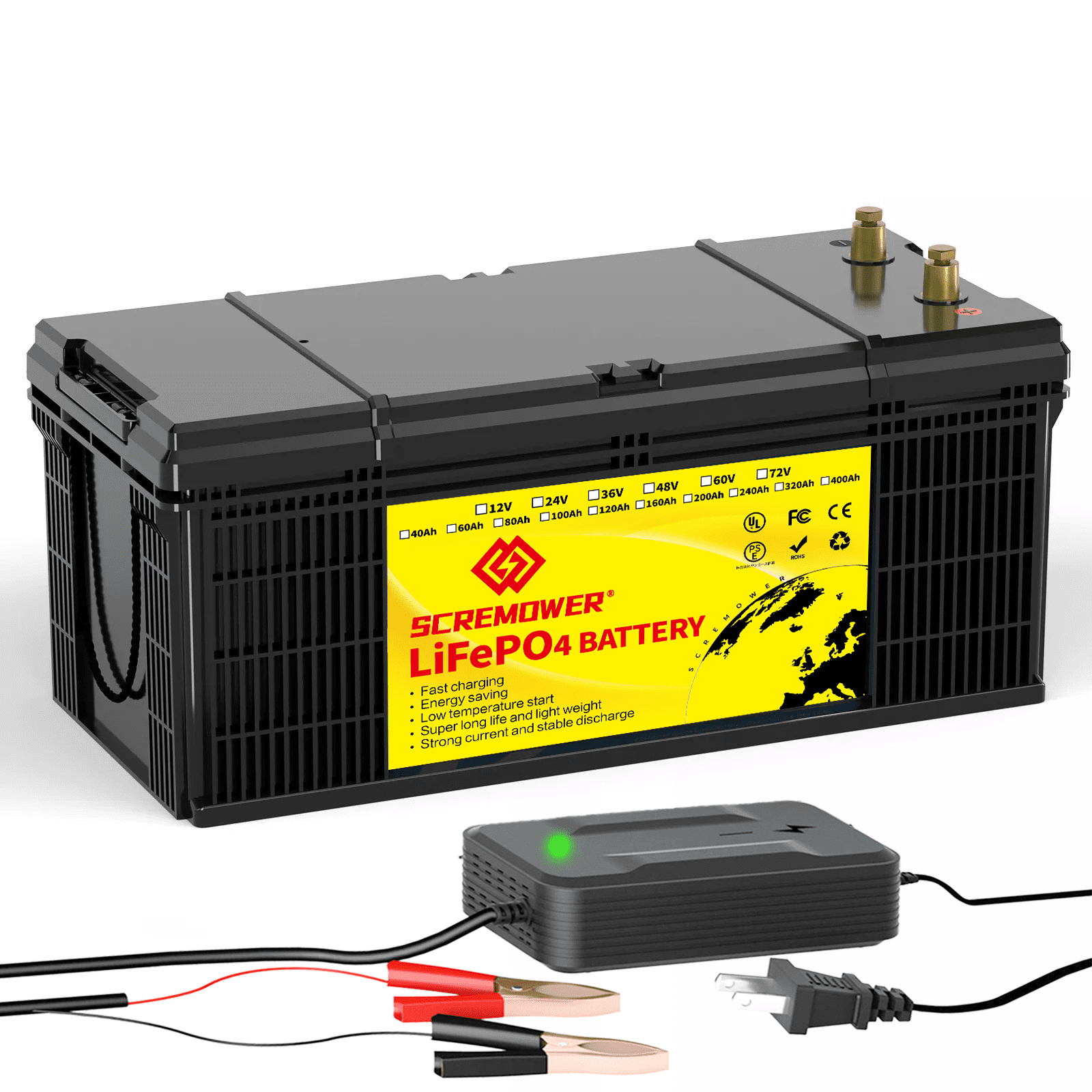 36V Lithium Ion Battery, 200A BMS SCREMOWER 36Volt 100Ah Golf Cart Batteries for RV Trolling Motor,Solar,Marine,Camper