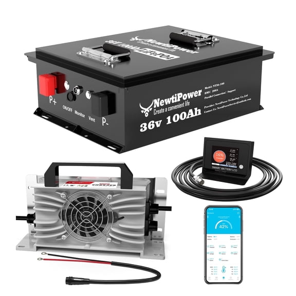 36V 100Ah LiFepo4 Lithium Battery with 200A Bluetooth BMS&APP, Perfect for Golf Cart, Boat, Trolling Motor, Lawn Mower, Solar, Off-Grid Life