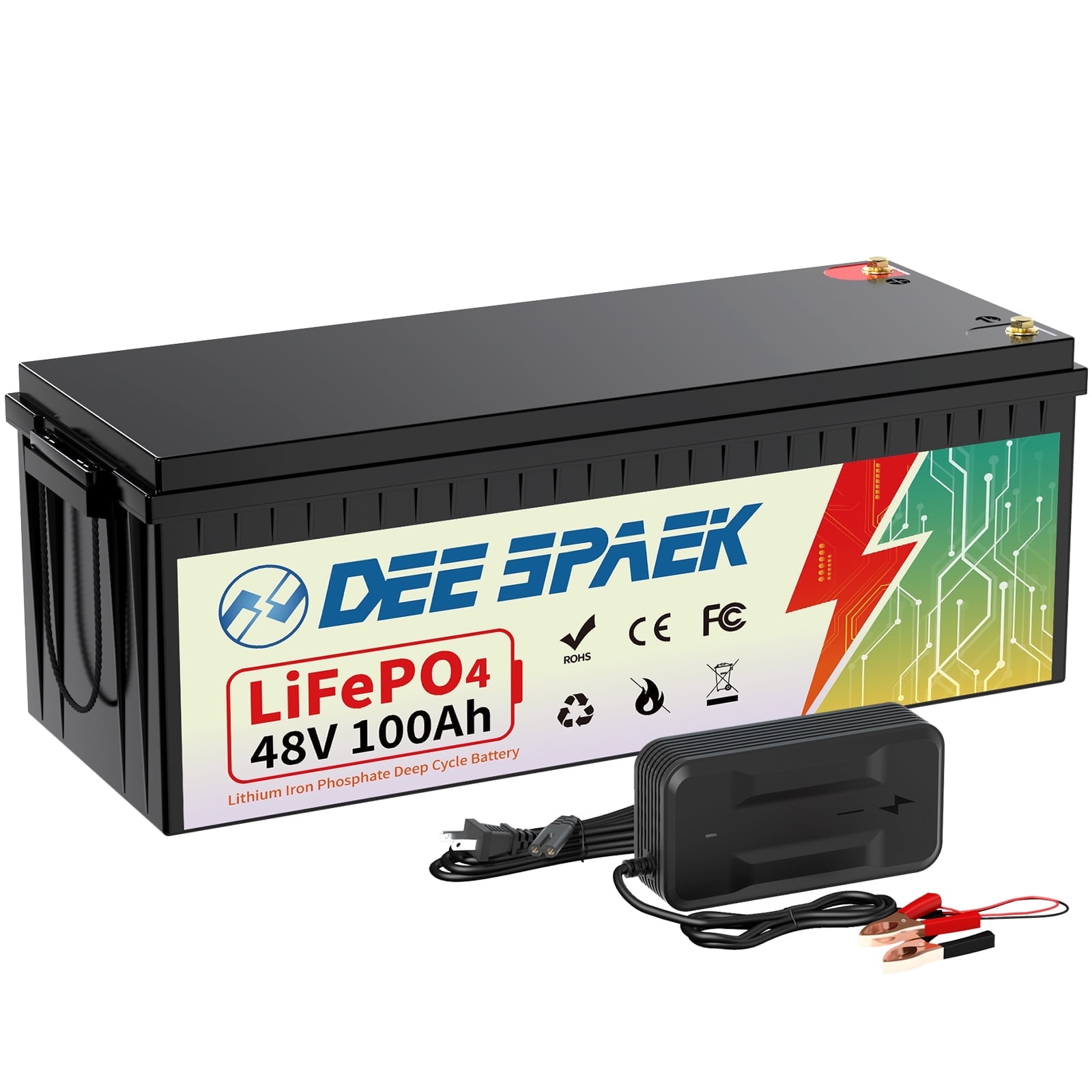 48V 100Ah Lifepo4 Lithium Battery for Golf Cart, 200A BMS, 15000+ Deep Cycle DEESPAEK for Trolling Motor,Boat, RV, Solar, Off-Grid