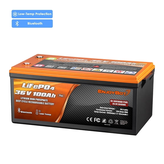 36V 100Ah Lithium Golf Cart Battery, Built in Smart 200A BMS and Bluetooth, 4000+ Cycles Lifepo4 Battery, 1000A Peak Current Perfect for Golf Cart, Solar, Trolling Motor, Marine
