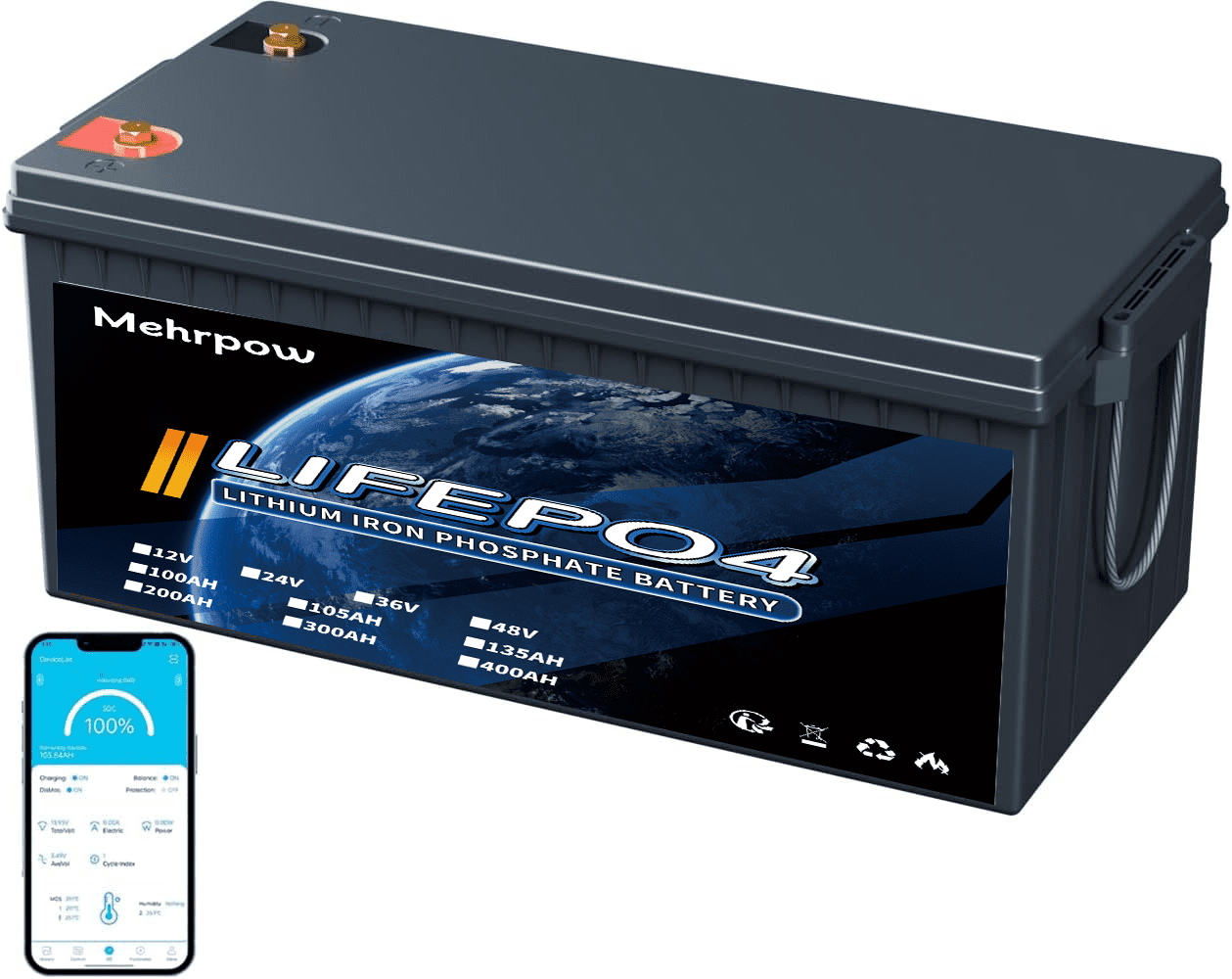 HRBEEnergy 12V 400AH LiFePO4 Lithium Battery Pack 200A BMS For Golf Carts Off-Grid Trolling Motor Campers Home Energy Storage HRBEEnergy 12V 400AH LiFePO4 Lithium Battery Pack 200A BMS For Golf Carts Off-Grid Trolling Motor Campers Home Energy Storage