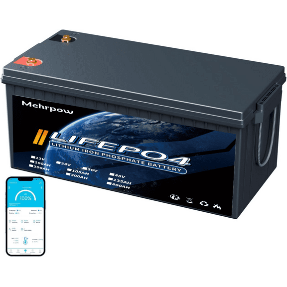 36V 135Ah Lithium Golf Cart Bluetooth Battery, Built-in Smart Relay Bluetooth 200A BMS, 8000+ Cycles Rechargeable LiFePO4 Battery, Max 7.68kW Power Output, Perfect for Golf Carts