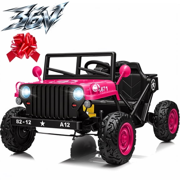 36V 2 Seater Kids Ride On Toys w/EVA Tire, Joyracer 600W Power Car Wheels with Metal Frame, Bluetooth, and 4-Wheel Suspension, Up to 9 MPH, Rose