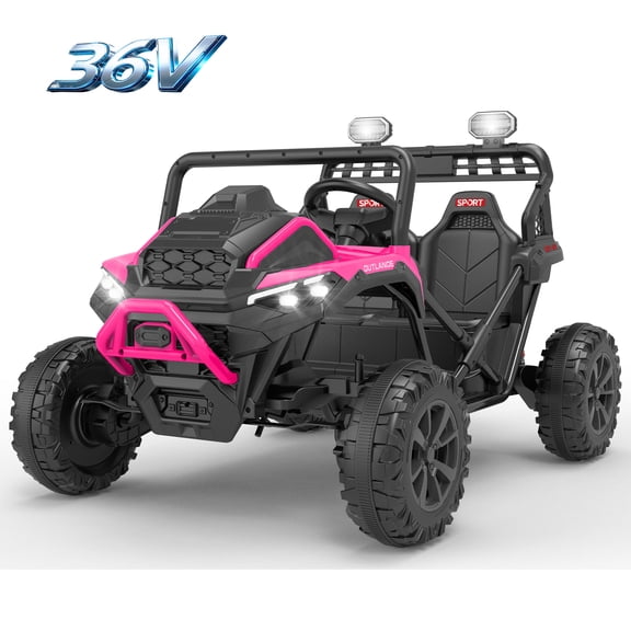 36V 2 Seater Ride on Cars, 600W Kids Electric Car, Powered Ride on Toys for Big Kids w/ 4 Wheels Spring Suspension, Bluetooth, Music, Metal Frame, 4-8MPH Speed - Blue