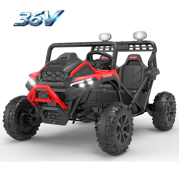 36V 2 Seater Ride on Cars, 600W Kids Electric Car, Powered Ride on Toys for Big Kids w/ 4 Wheels Spring Suspension, Bluetooth, Music, Metal Frame, 4-8MPH Speed - Blue