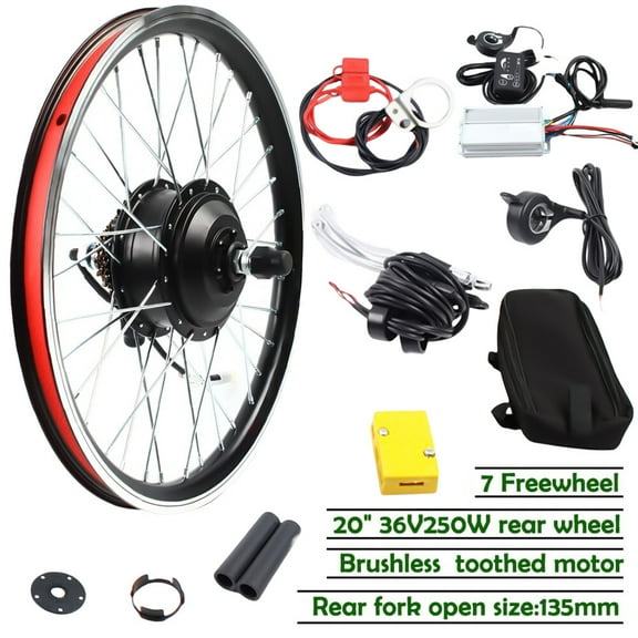 36V 20" Electric Bicycle Rear Wheel E Bike Motor Conversion Kit Cycling Hub 250W