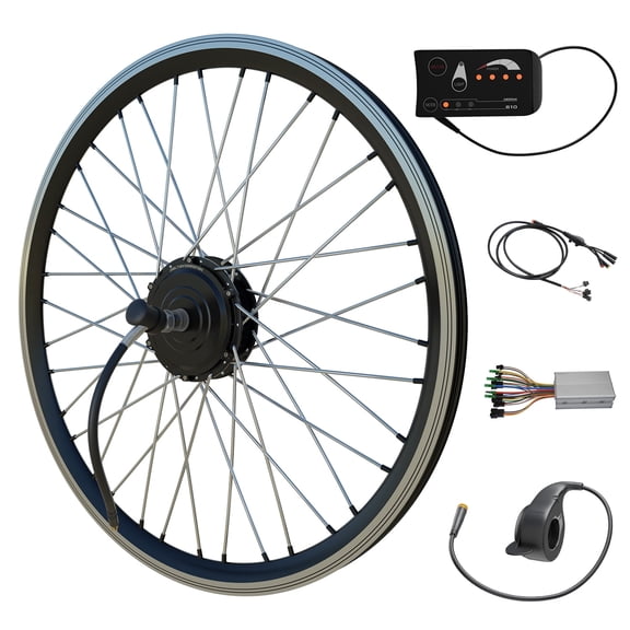 36V 250W Ebike Conversion Kit with Front Motor Wheel, LED Display, 36V 20A Controller, Thumb Throttle, Waterproof Main Wire