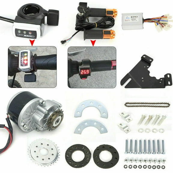 36V 350W Electric Bicycle Conversion Kit, E-Bike Brush Motor for Left Chain Drive