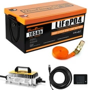 36V(38.4V) LiFePO4 Golf Cart Battery Built-in 200A Bluetooth BMS,with 20A Charger,Touch Monitor,6000+ Cycles,Perfect for Golf Carts,Trolling Motor(GFA36V-105Ah With Charger)